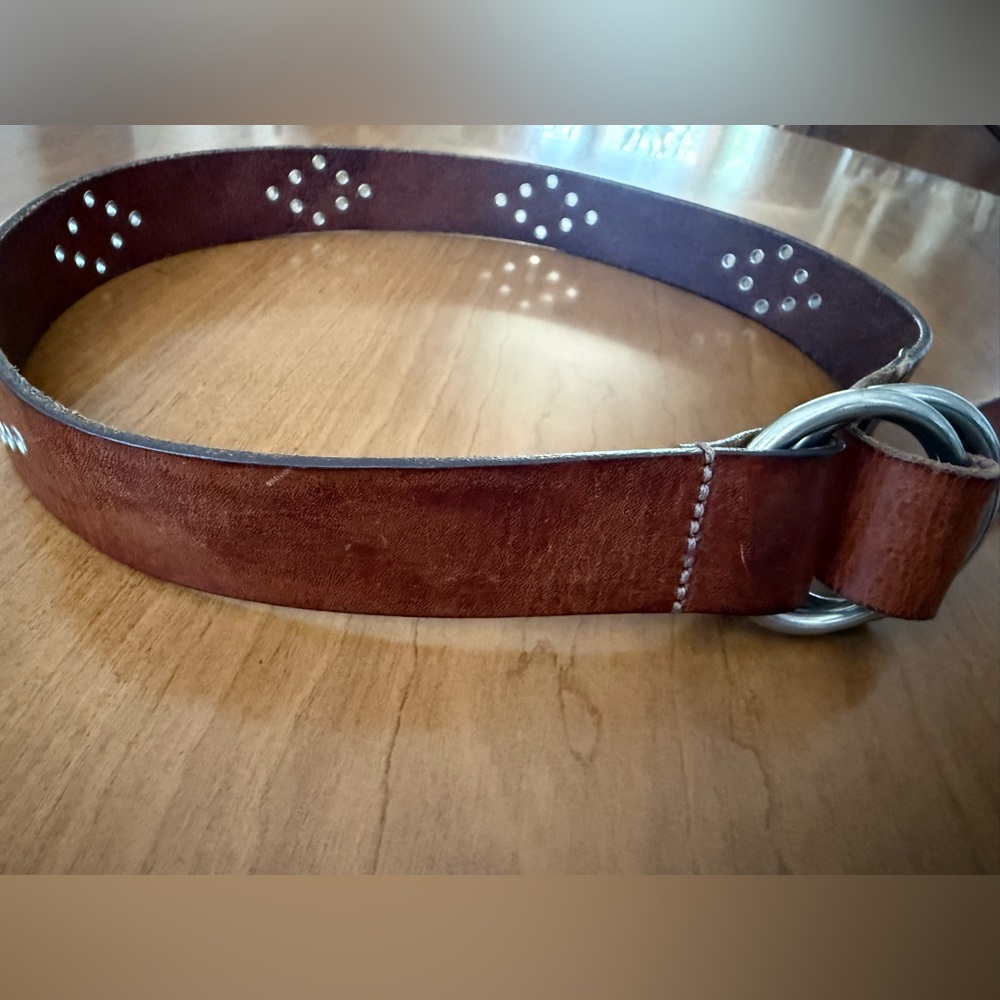 VTG Abercrombie & Fitch BROWN GENUINE LEATHER 1 3/8" Wd EYELET CASUAL BELT S - Picture 10 of 16